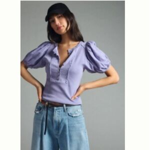 Pilcro Lavender Puff Sleeve Blouse